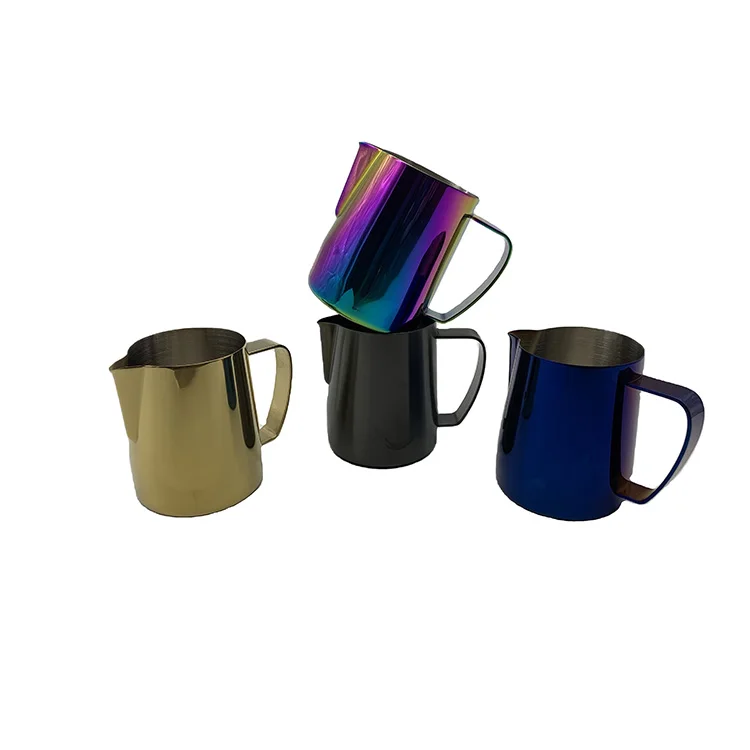 Making coffee cappuccino stainless steel milk coffee frothing pot 250ml espresso