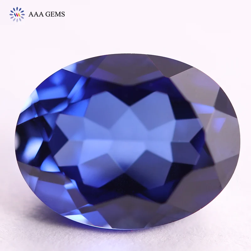 New Arrival Blue Loosestone Gems Synthetic Sapphire Price Per Carat Corundum Oval Shape Blue Sapphire