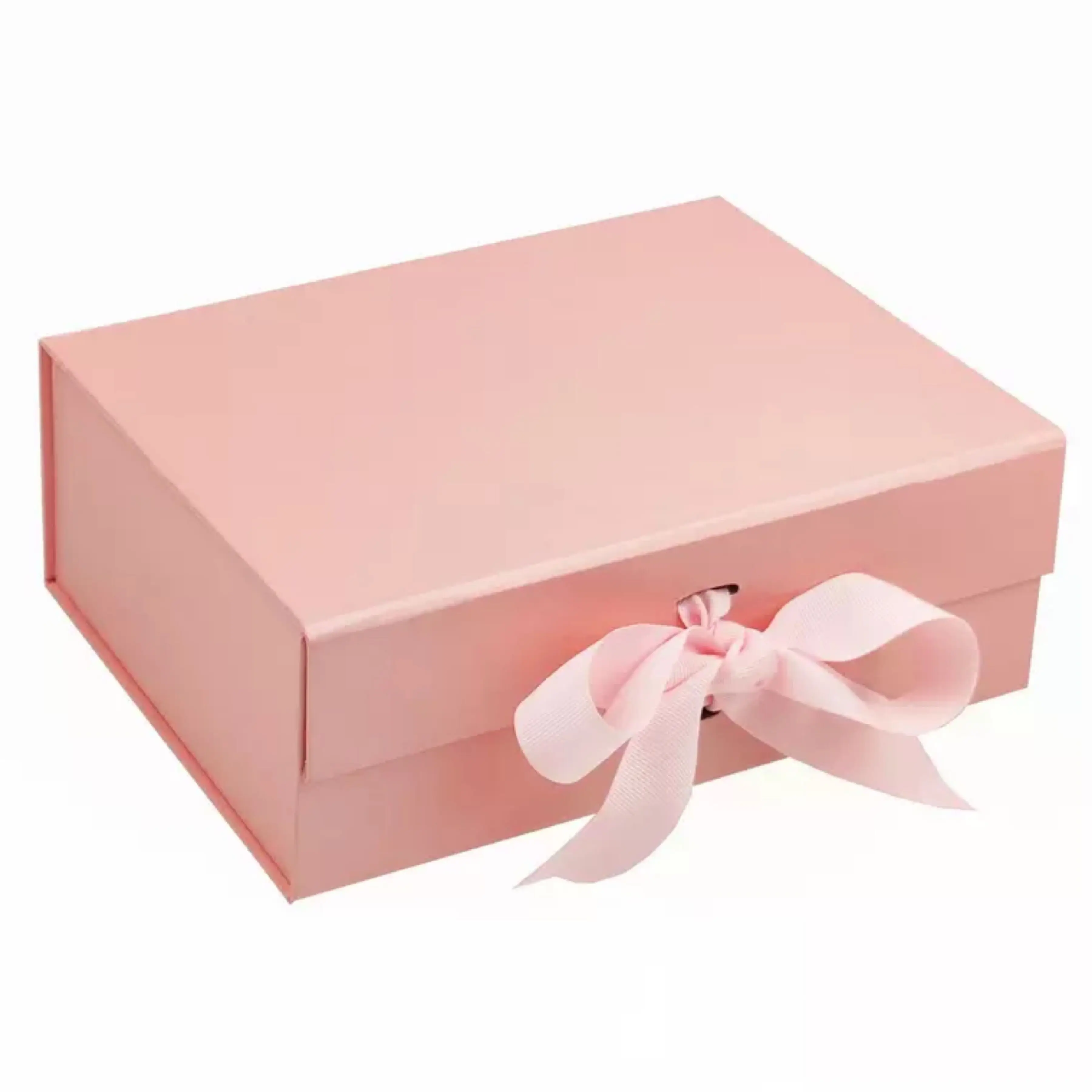 Wholesale Custom Black Pink White Folding Magnet Cardboard Packaging Paper Box Magnetic Luxury Gift Box With Ribbon Bow