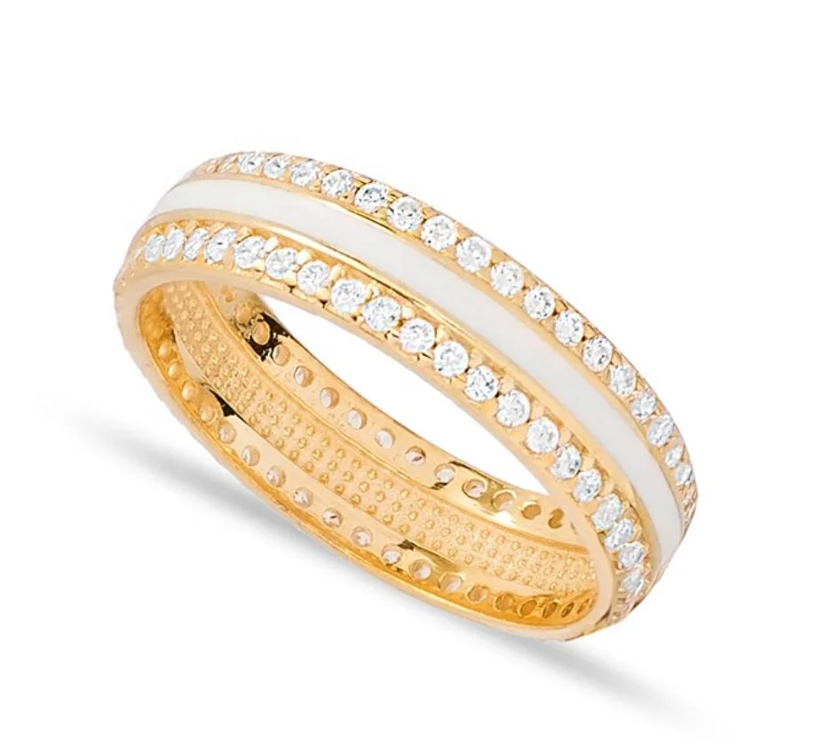 Customized High Quality fashion gold plated cz green Neon enamel women ring