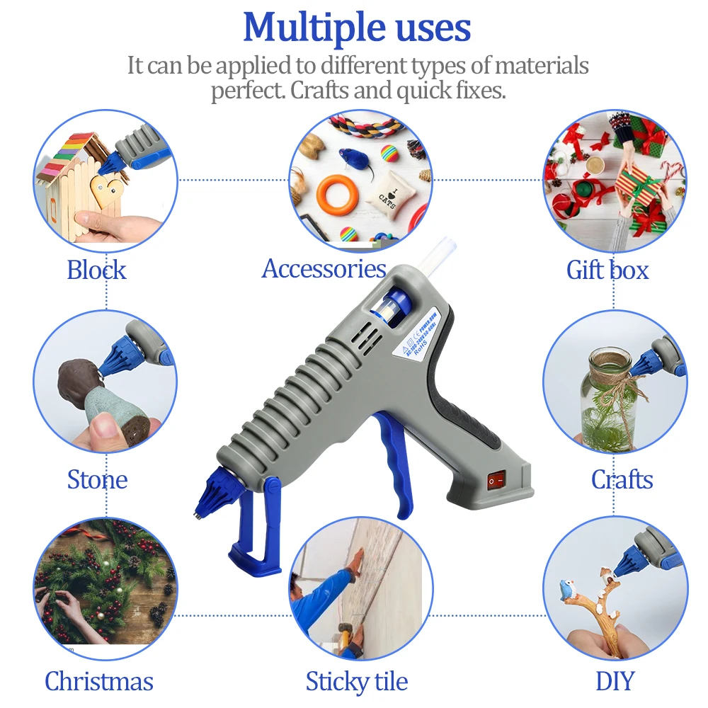 Electric heating Industry Design Hot Melt Glue Gun DIY Tool Kit with 20pcs Glue Sticker 80W Quality  Heat Glue gun