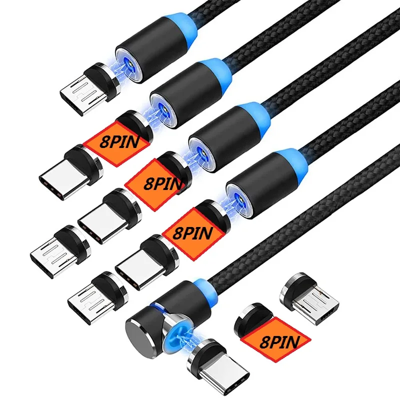 1m 2m 3m USB charging Cable Cell Phone 3 in 1 Magnetic Usb Cable For iPhone type c micro tips