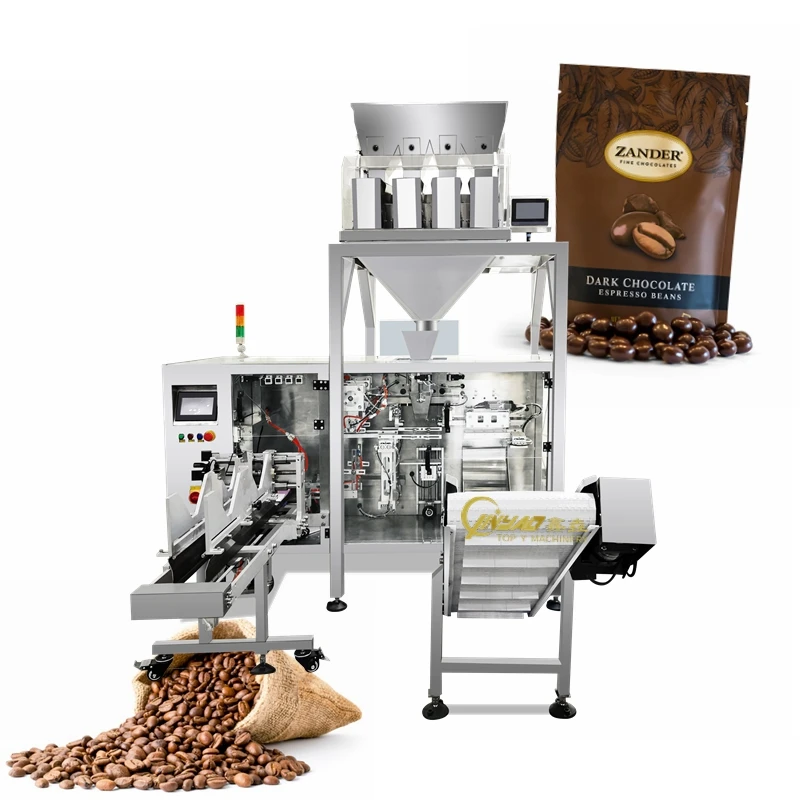 Automatic premade pouch filling coffee bean bag dried cocoa chocolate bean weighing doypack packing machine