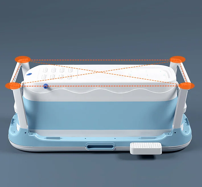 Extra Large Foldable Bath Tub Bathtub for Toddler Children Twins Adult with Cover Handle Drain Hose Blue