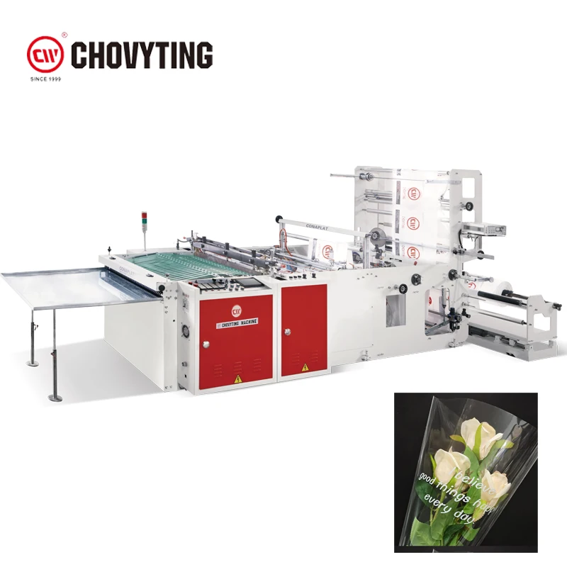 Plastic BOPP OPP PP PE Film Special Shape Irregular Shape V Type  Umbrella Flower Bag Making Machine