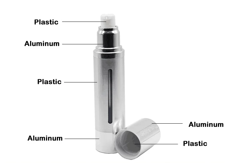 15ml Silver Plastic As Airless Bottle Lotion Pump Spray Bottles Cosmetic Packaging