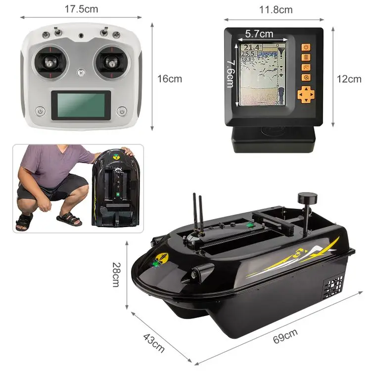 High Quality Large Size 8KG Bait Loading 3 Hopper 600m Auto Navigation GPS Sonar fishfinder bait boat