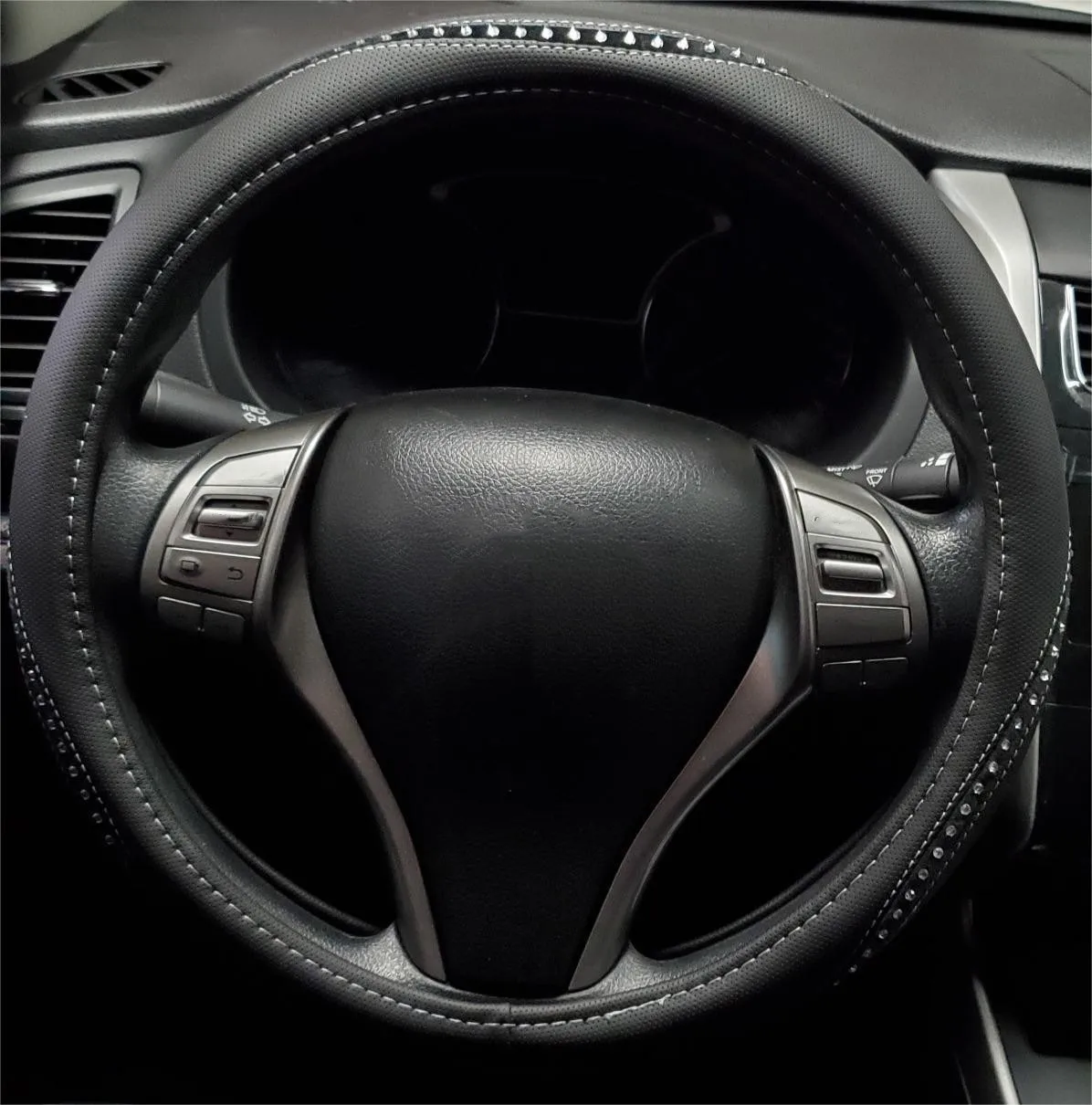 Кожаный чехол для руля MMR Bling со стразами, дышащий Противоскользящий протектор рулевого колеса