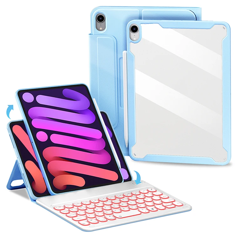 Magnetic Clear Tablet Keyboard Case For iPad Mini 6 Cover 8.3 Inch 2021 With Wireless Backlight Keyboard