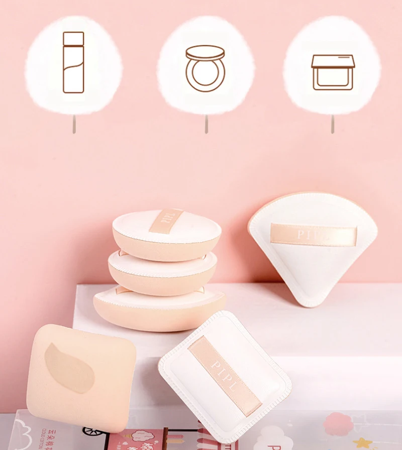 3Pcs/Bag Cotton Candy Clean Sponge Makeup Super Soft Foundation  Makeup Sponge Shapes Wet And Dry Air Cushion Puff Cosmetics