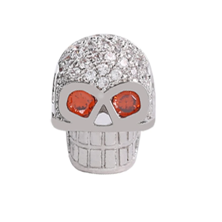 Cubic Zircon Beads  Skull Head Red Eye Beads  Bracelet Accessories  Necklace Beads  Earrings Material Charms For Jewelry Making