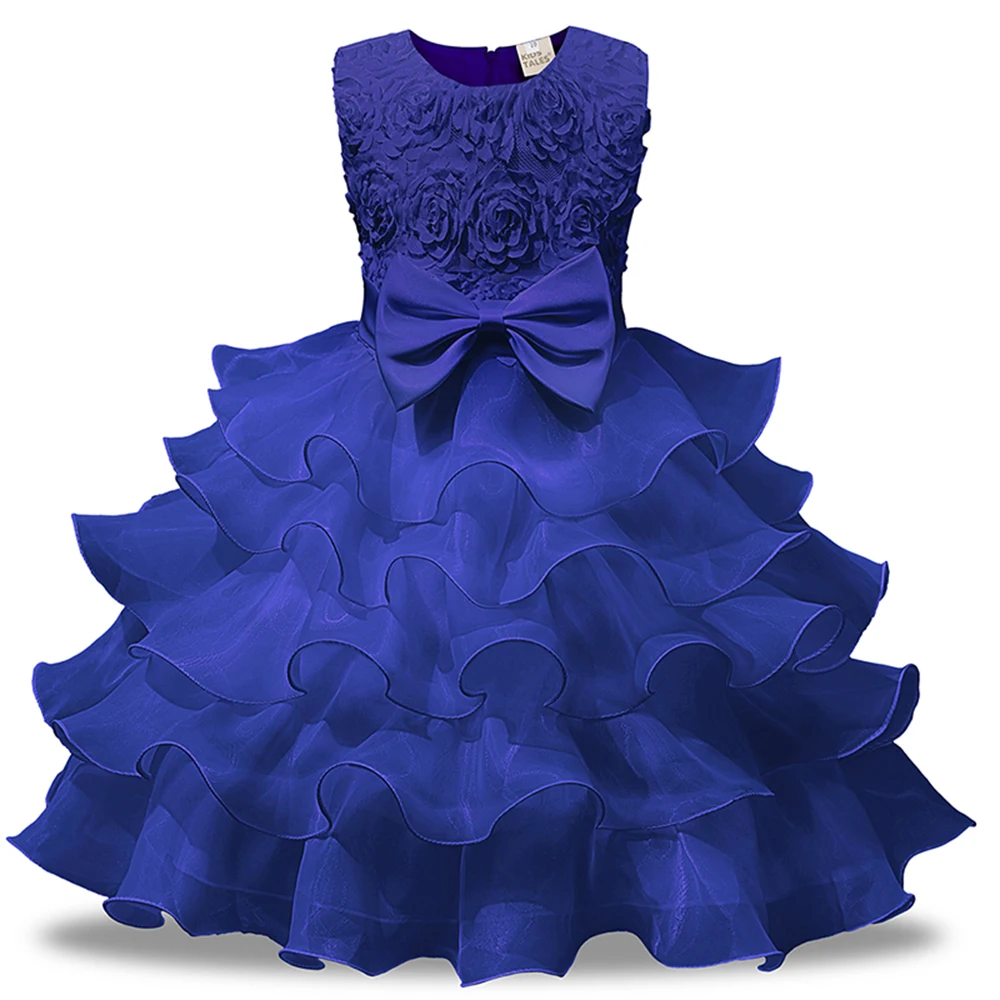 Hot Girl Flower Girl Dress Rose pattern kid birthday party dress Elegant Princess evening dress for 6 years old
