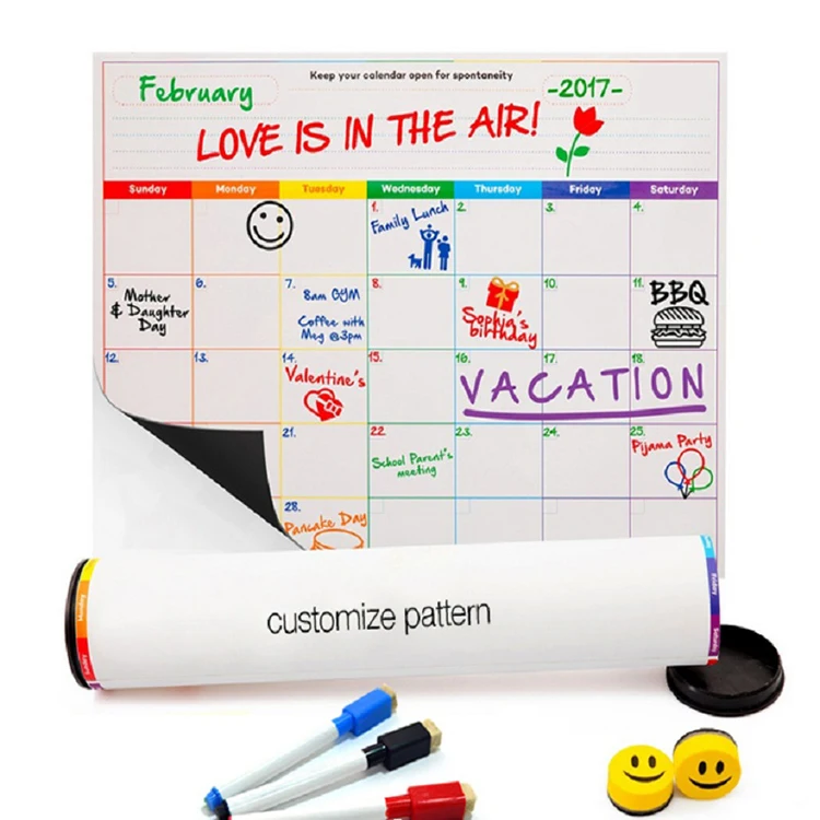 Fridge Magnetic Whiteboard Planner Refrigerator Monthly Dry Erase Weekly Calendar