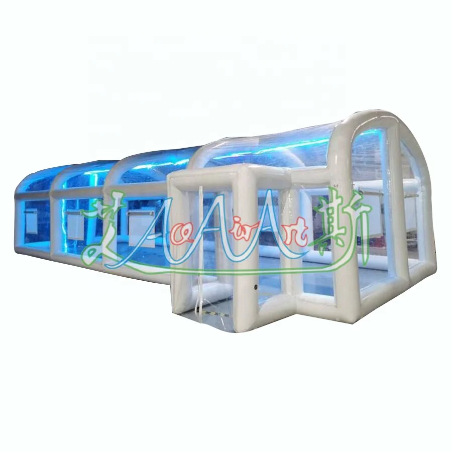Custom PVC Transparent Tent Inflatable Clear Tunnel Outdoor Party Business Rental Ball Christmas Type LED Lights Blower