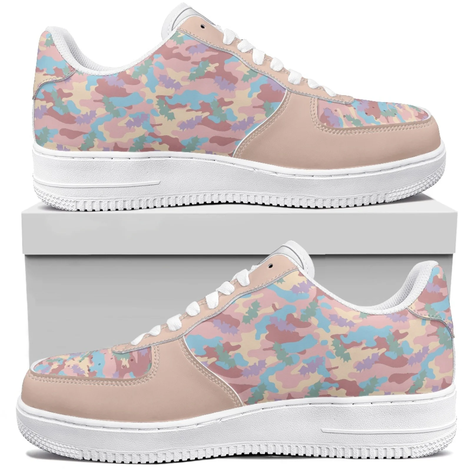 Full Printed Pink Camouflage Design Custom Sneakers Original Sport Running Shoes Unisex Drop Shipping Low Top PU Board Shoes