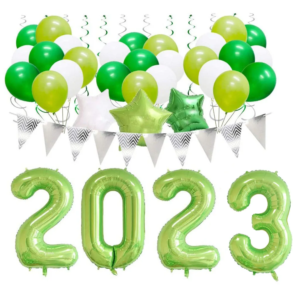 2024 New Year set graduation aluminum film balloon package spiral pendant window shop layout balloons