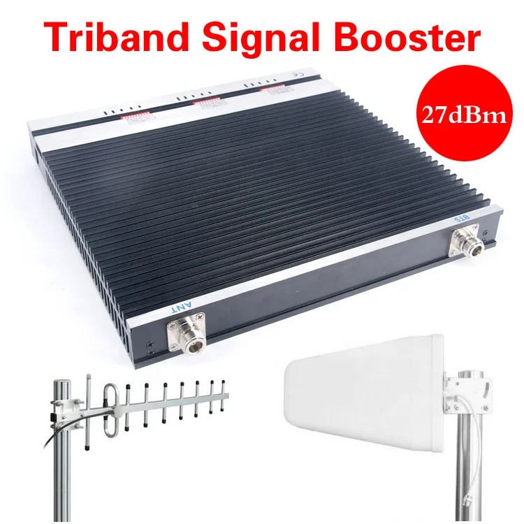 Kingtone New product Tri-band Mobile signal booster 900/1800/2100MHz 27dBm cellphone signal booster/amplifier 2g 3g 4g booster