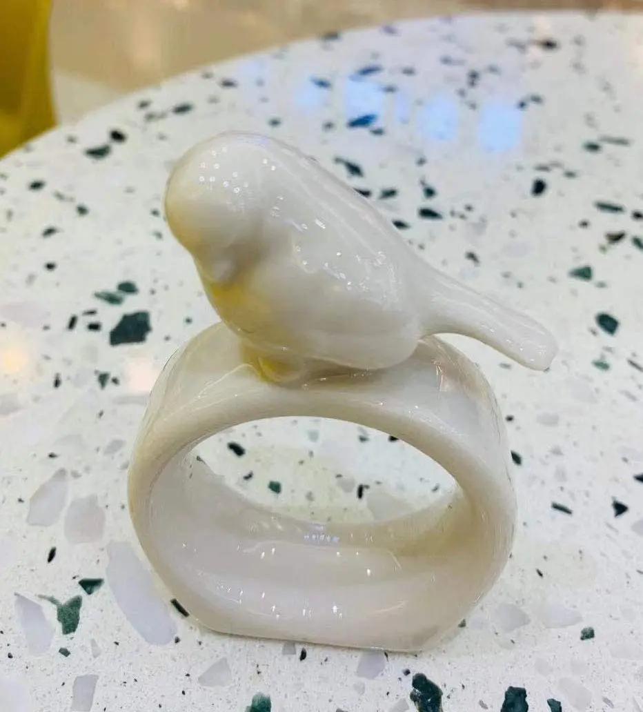 Bird Porcelain ceramic Napkin Rings Easter Bunny Napkin Ring Holder for Dinning Room Table Decor White Bunny Napkin Holder
