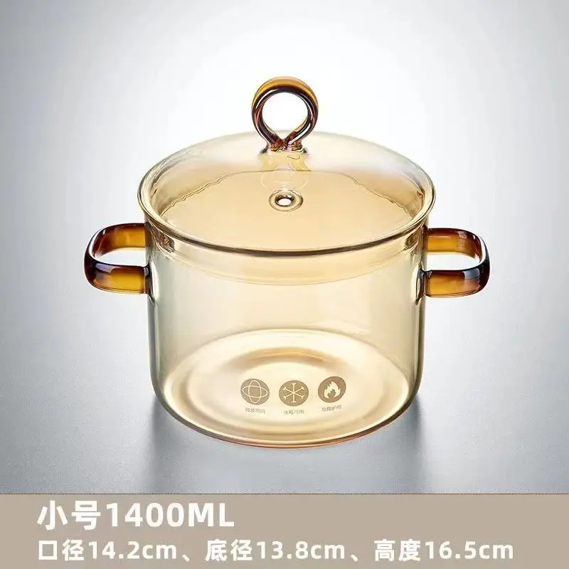 Glass 1700 ml Clear Pot Soup with Handle Borosilicate Glass  Cooking Stew Pot Microwave Stove Dishwasher Safe,Glass Pot Soup