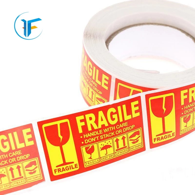 Guangzhou Supplier Yellow Warning Shipping Fragile Private Label Fragile Sticker