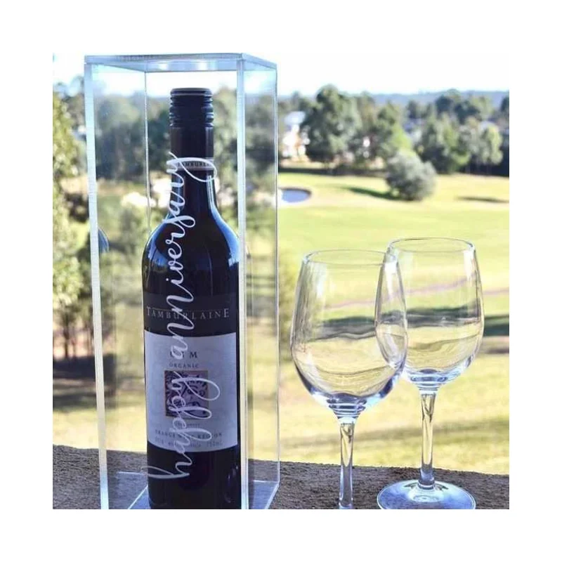 Jihong Customized Acrylic Wine Box For Gift Large Polish Transparent Display Plexiglass Wine Case