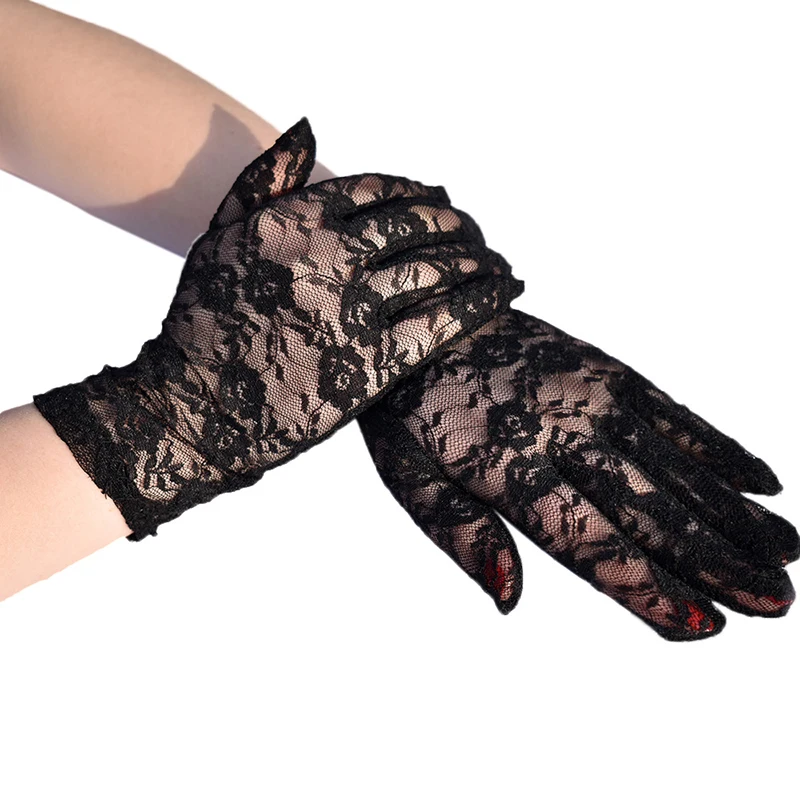 
Hot New Design Flower Jacquard Lace Gloves Women Wedding Bridal Gloves 