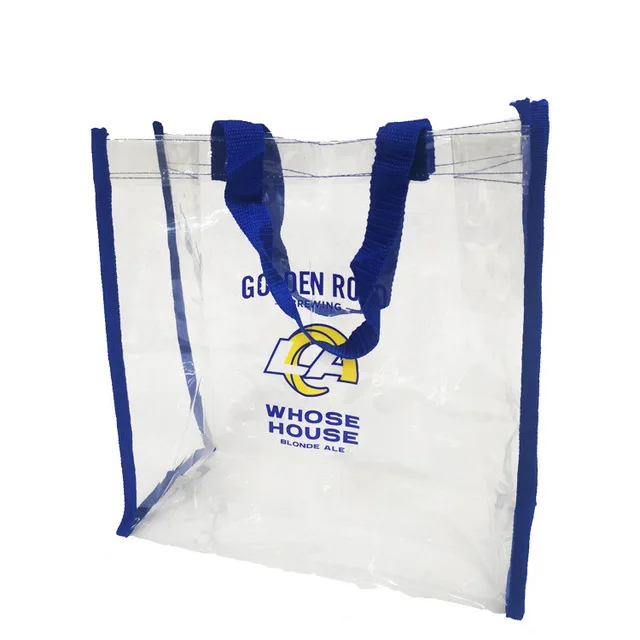 PVC Tote Bag Waterproof Shopping Bag High Transparency Clear Plastic Clear Tote Bag with Non Woven Edge