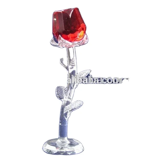 Crystal gift Clear red Crystal flower red crystal roses For Garden Decorative Item