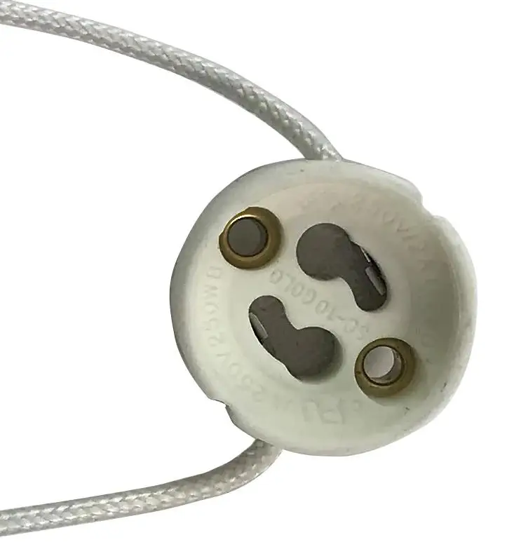 Ceramic GU10 Lamp Holder 250V 2A Porcelain Base Adapter with Metal Mount Bracket for LED Halogen Bulb Spot Light