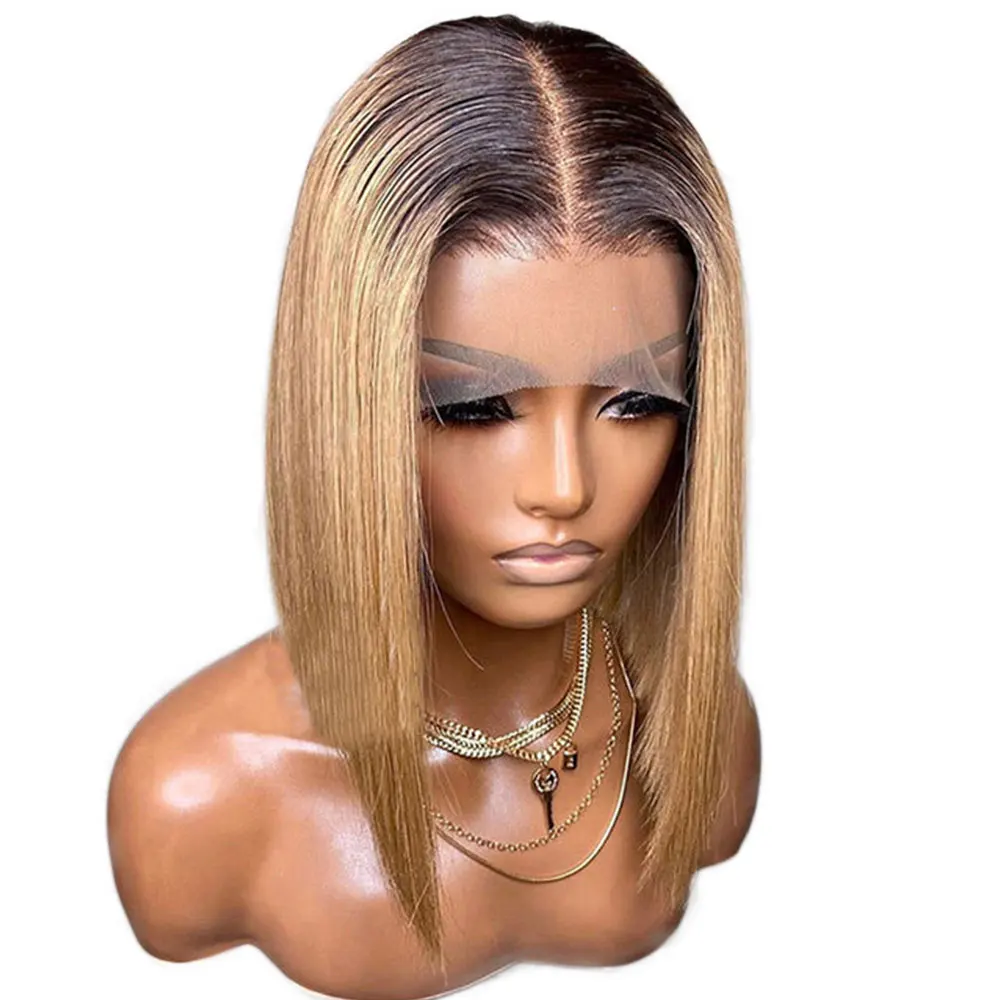 100% парики из натуральных волос прямые цвет Омбре 1b/30 для черных женщин