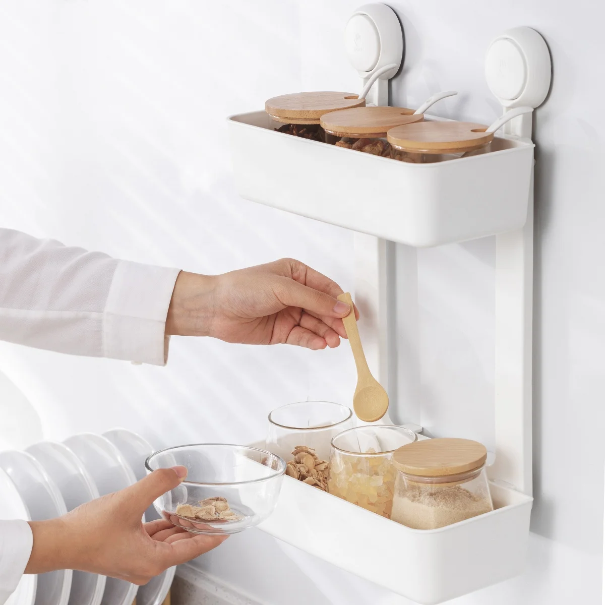 Waterproof Double Layer Oil-proof Hanging Reusable Spice Storage Holders Rack Basket For Kitchen Storage Organizer