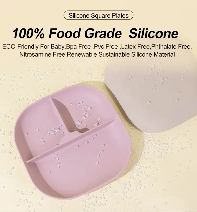 New Arrivals Custom Food Grade Eco Friendly Baby Feeding Plate Sets Bpa Free Kids Dinnerware Set Divided 3 Parts Baby Plate Set
