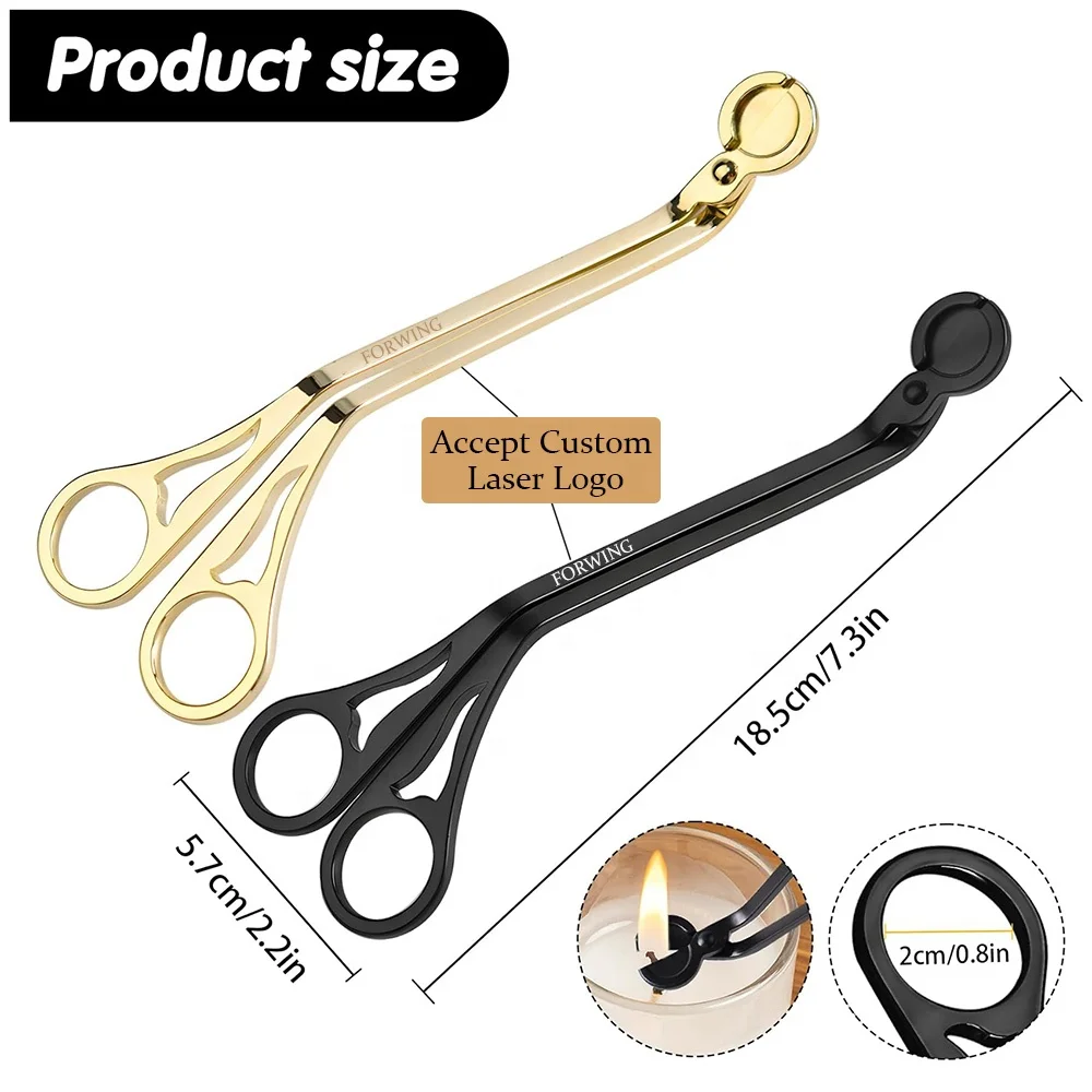 Free Custom Laser Logo Candle Scissors Stainless Steel Cutter Hollow Wood Cotton Wick Trimmer Candle Care Tool Accessories