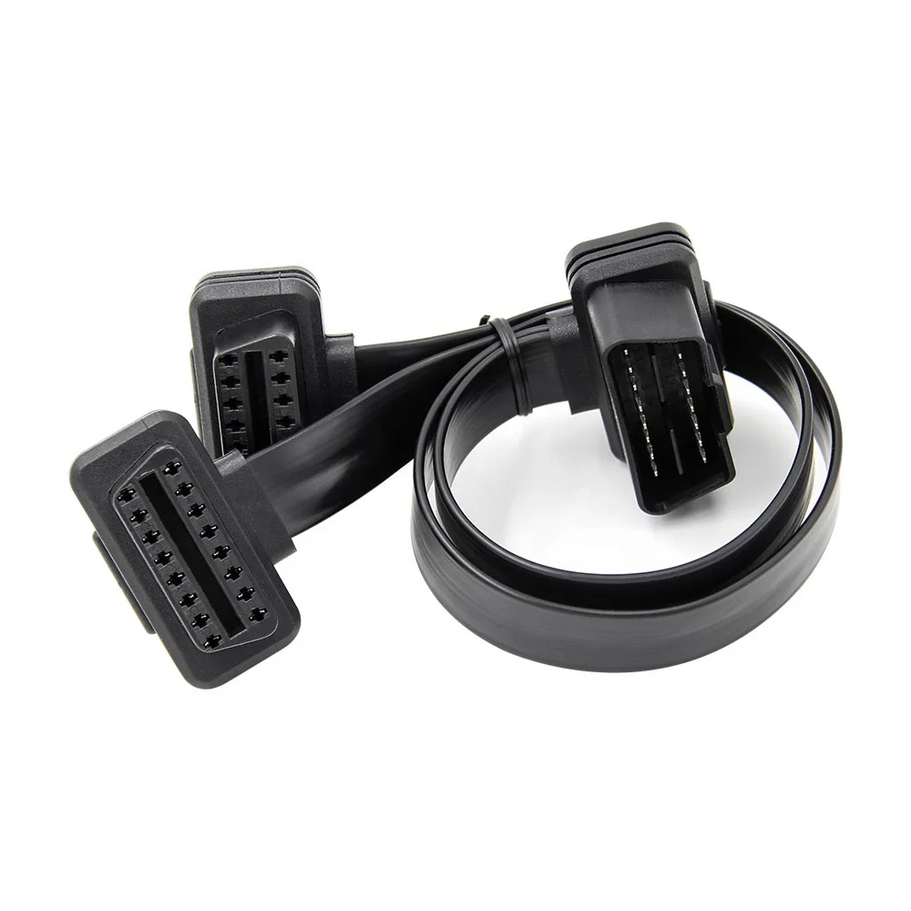 Factory price 16pin OBD2 Flat Cable 30CM OBD2 Connection Cable 2IN1