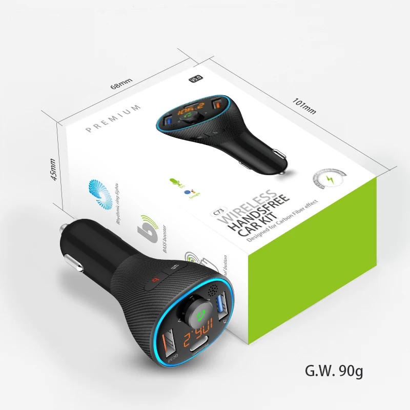 Bluetooth FM Transmitter Dual USB Port QC3.0 Quick Charge FM Modulator with Bluetooth for Car Transmisor FM Para Carro Bluetooth