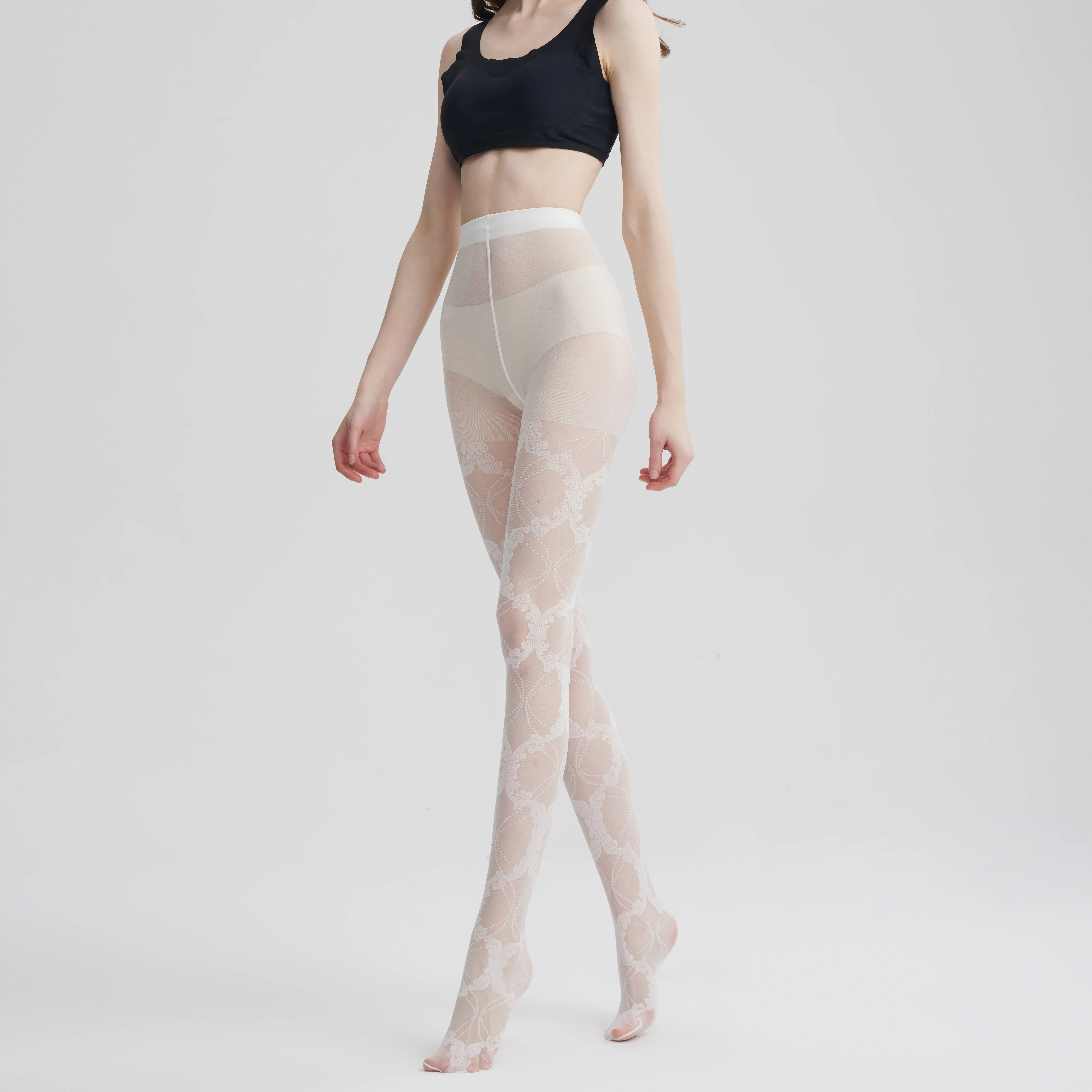 fashion transparent pantyhose women stockings tights jacquard pantyhose