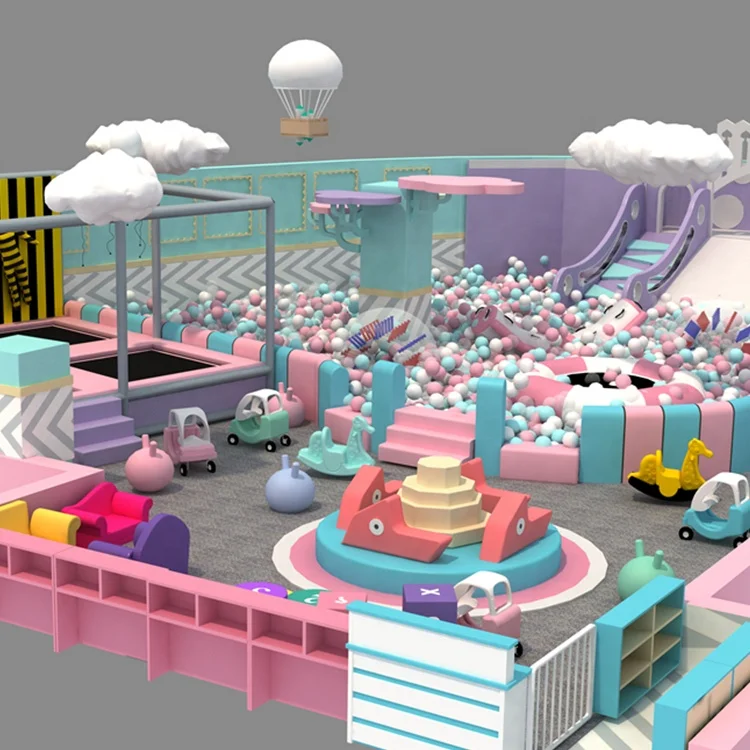 Customized neutral colors t kids indoor soft play area playground equipment children big slides toddler area kids maze for sale
