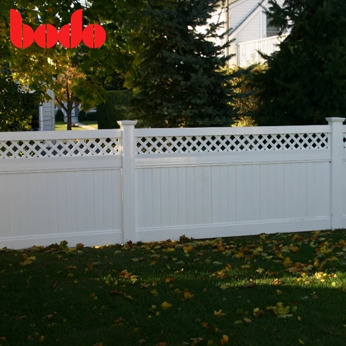 China Factory New Design White PVC Cheap Vinyl Privacy Plastic Lattice Top Fence vinyl pvc fence