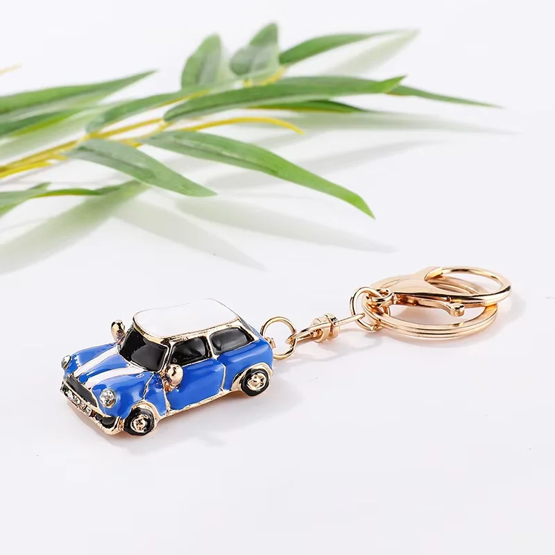 Wholesale Oil Drop Metal Car Pendant Key Rings Custom Multi Color Enamel Cars Shaped Keychain