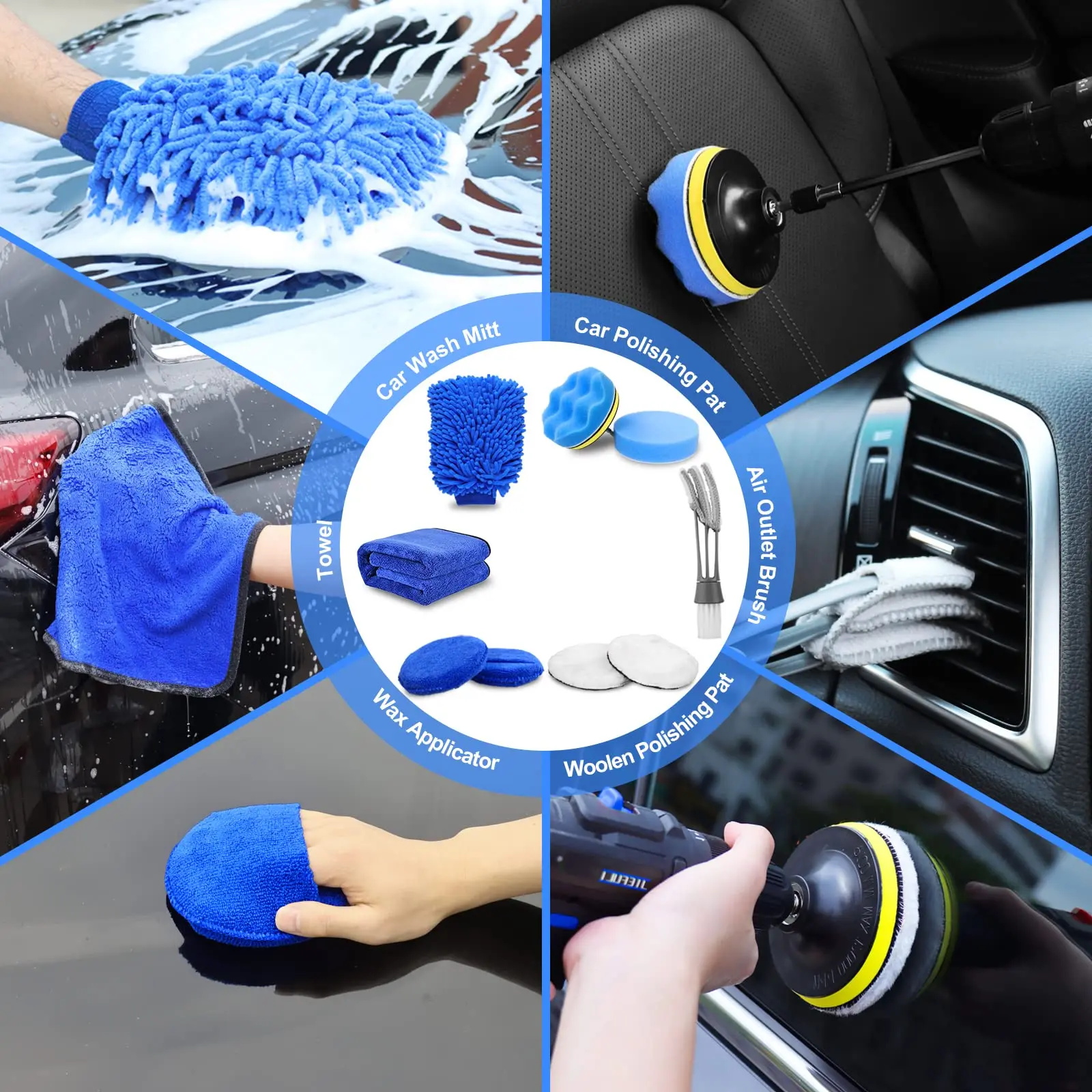 27pcs Car Wash Cleaning Tools Kit Car Detailing Set Wash Mitt Sponge Towels Tire Brush Window Scraper Complete Car Care Kit