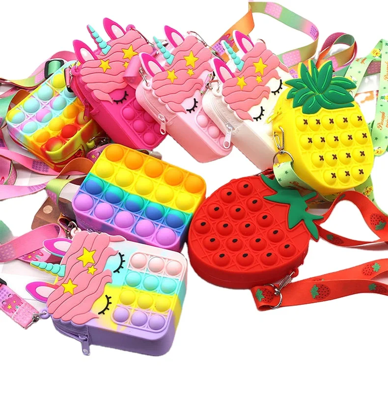 New fashion Girl Bubble Bag Cute Unicorn Bag rainbow coin purse Funny Toys for christmas For kids