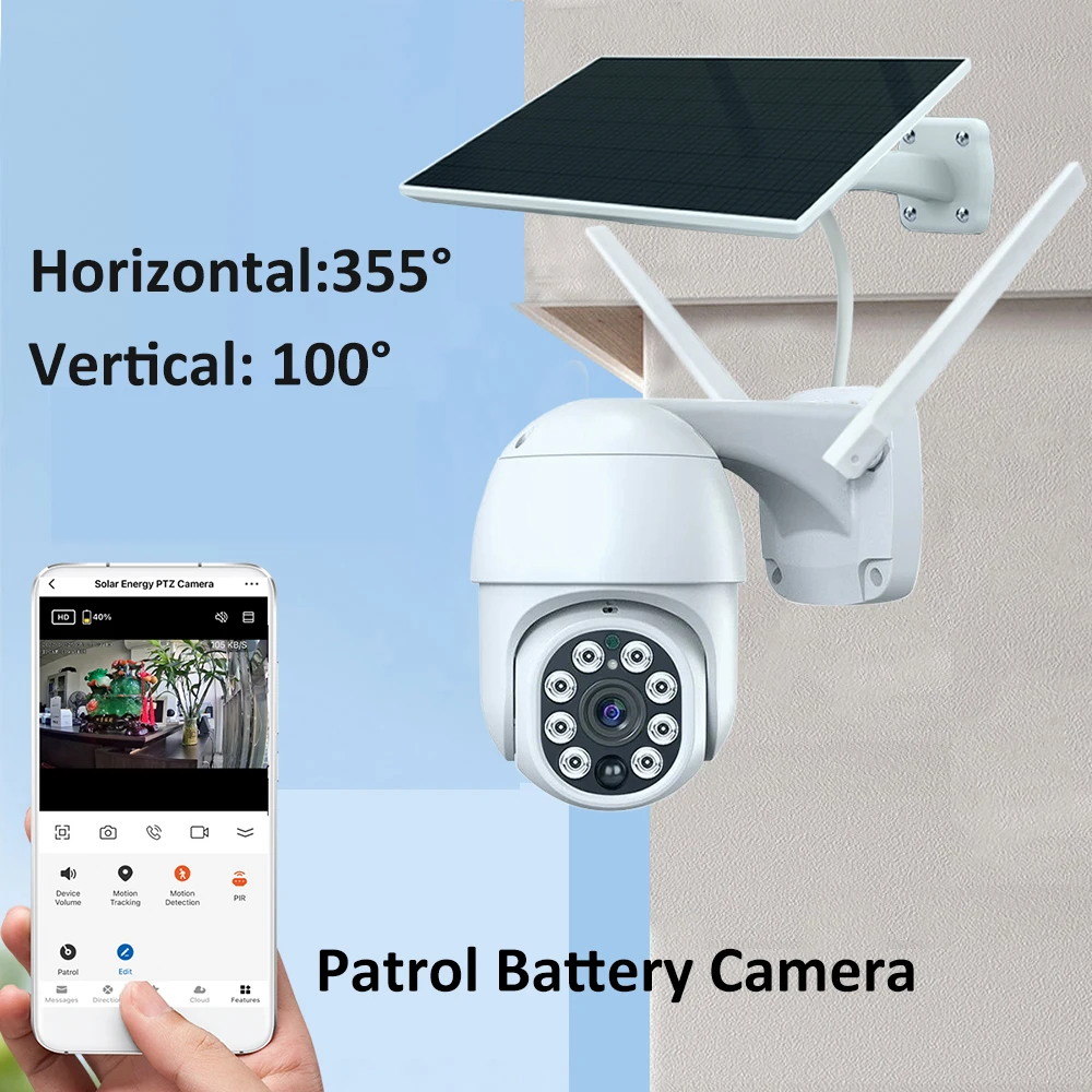 REHENT Outdoor IP66 SEA 4G Band Sound Alarm PIR Humanoid Motion Detection Site Patrol 3MP Solar Battery Surveillance PTZ Camera