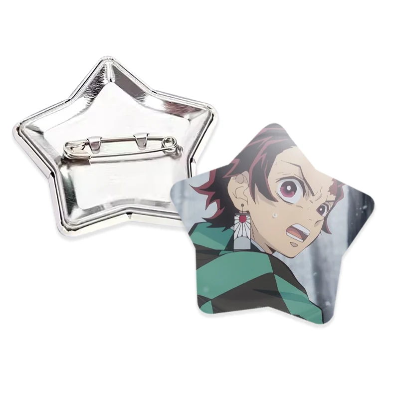 Custom mold stars shaped clothing metal buttons pin badge maker