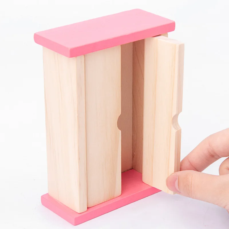 2021 Hot sale mini wooden doll house furniture sets toy kids pretend play wooden miniature dollhouse for children