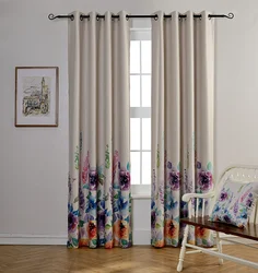 2022 High Quality Printing Blackout Curtain Luxury Cheap 100% Polyester Linens Floral Design Blackout Curtains For Living Room