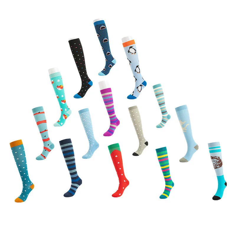 20-30mmHg Varicose Veins Compression Sports Socks Athletic Winter Open-toe Zipper Socks Christmas Stockings Knee High Socks Men