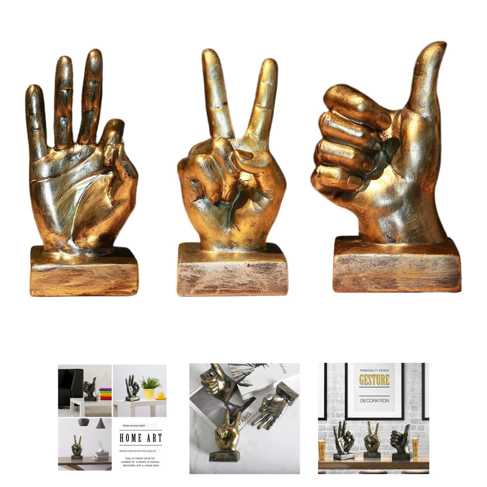 Resin victory hand gestures sculpture tabletop crafts home decorations resin hands statue