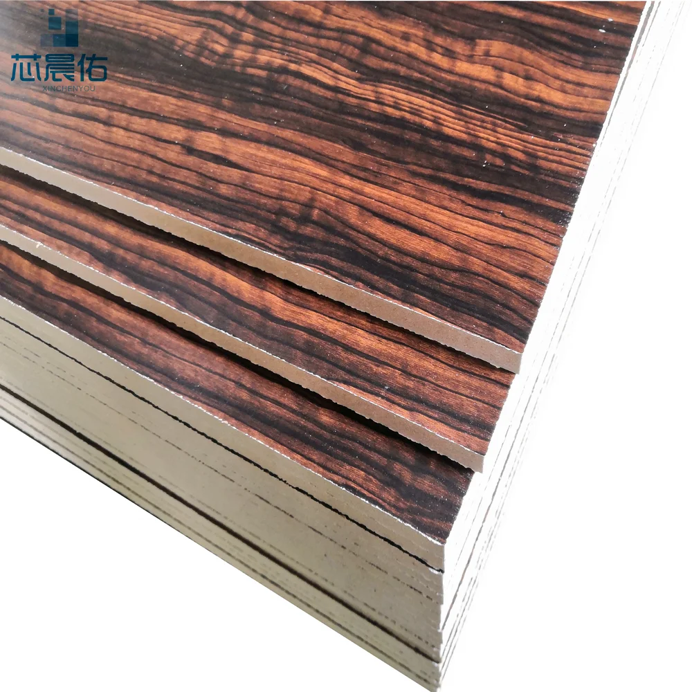 best quality  15/16/17/18mm Zebra wood grain color laminated melamine MDF board
