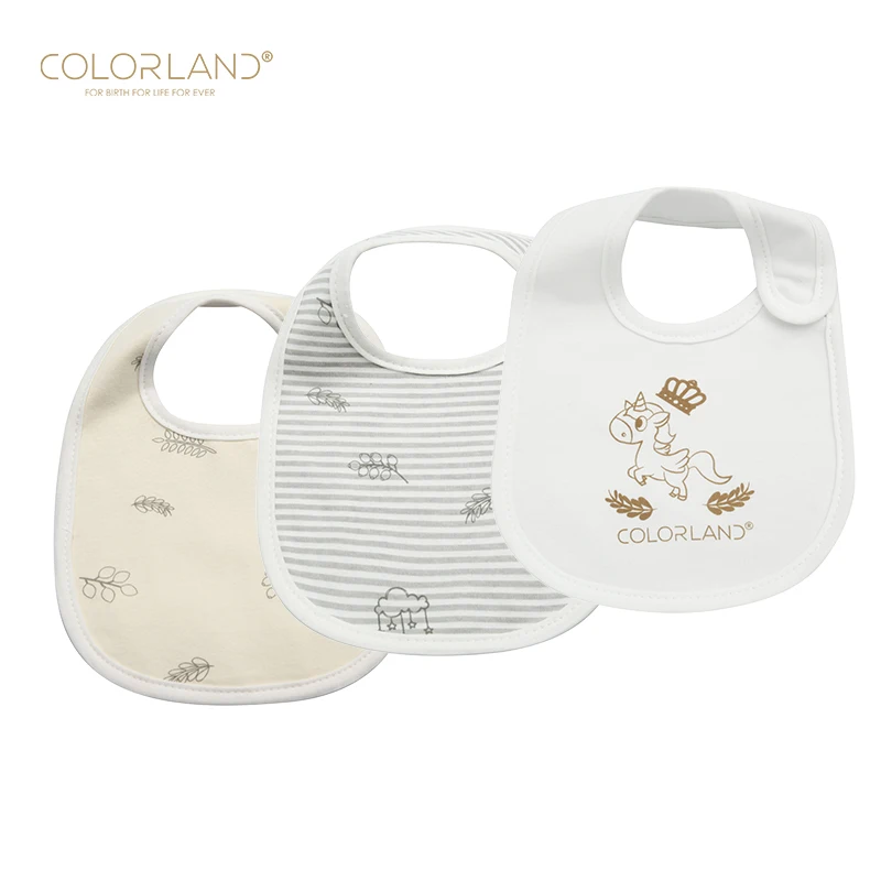 
Colorland TOP SALE 3pcs cotton baby bibs with waterproof layer 