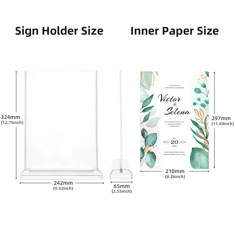 Sign Holder Clear Display Table Signs Stand, Double Sided T Shape Flyer Holder Plastic for Picture Paper Frame Holder